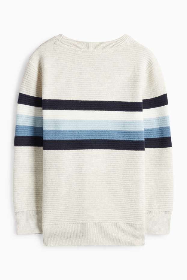 Children Boys - Jumper - ribbed - striped - cremewhite