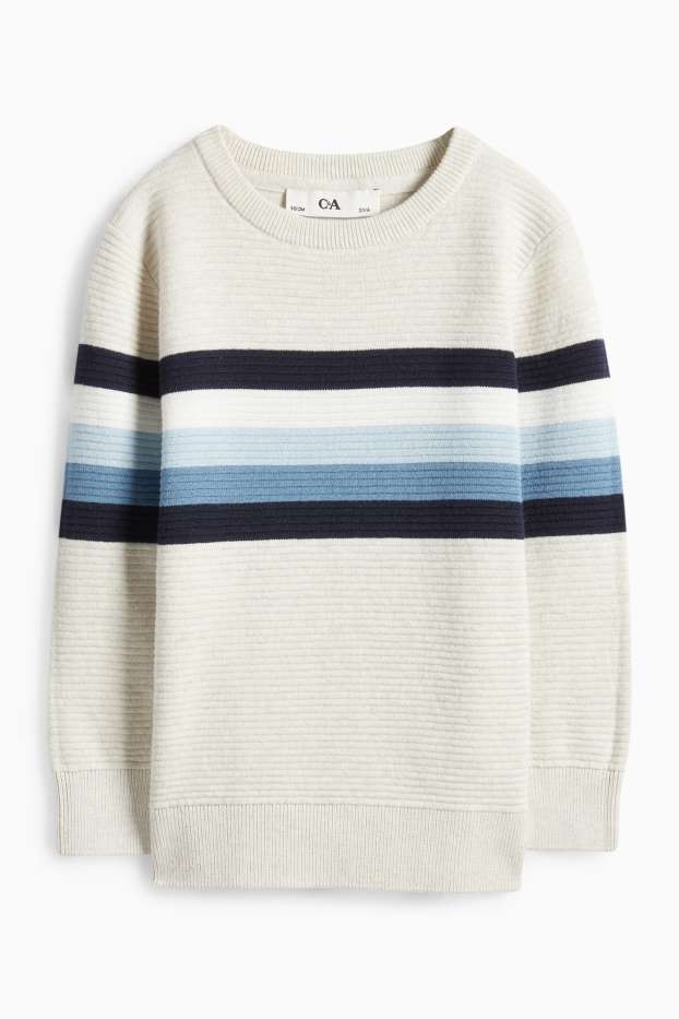 Children Boys - Jumper - ribbed - striped - cremewhite