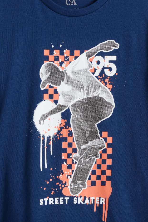 Enfants garçons - Lot de 2 - rally et skateur - pyjamas - 4 pièces - bleu foncé / blanc