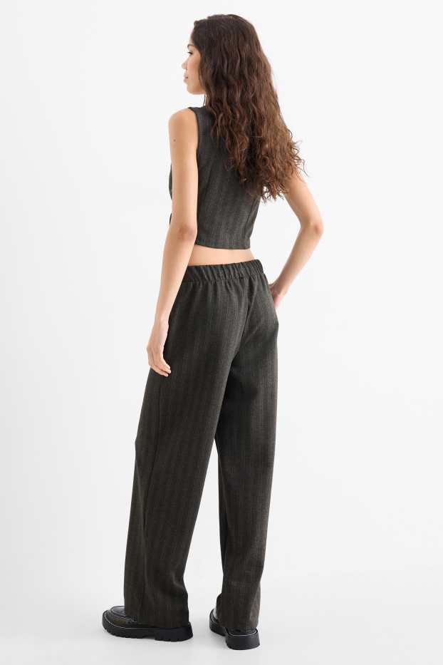 Femmes - Bas de jogging - fines rayures - gris foncé