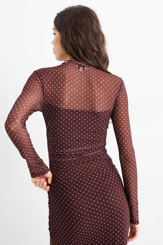 Donna - Body - in rete - a pois - rosso scuro