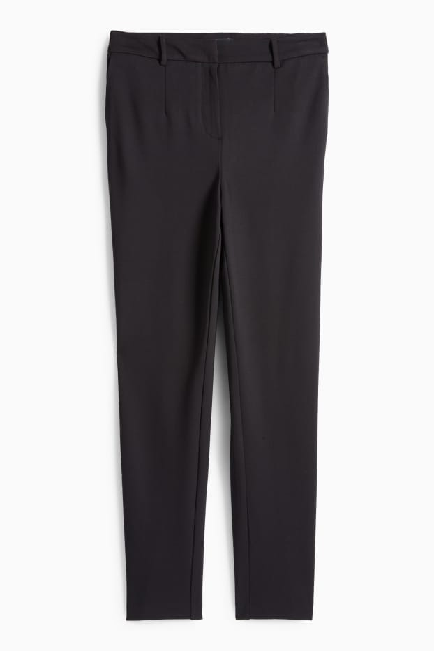Femei - Pantaloni din jerseu - talie înaltă - tapered fit - negru