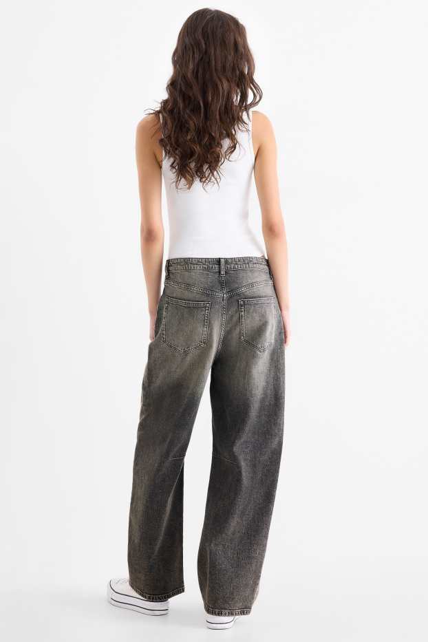 Women - Balloon jeans - mid-rise waist - denim-dark gray