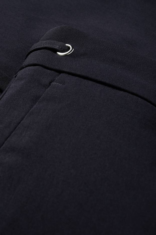 Dámské - Plátěné kalhoty - mid waist - tapered fit - tmavomodrá