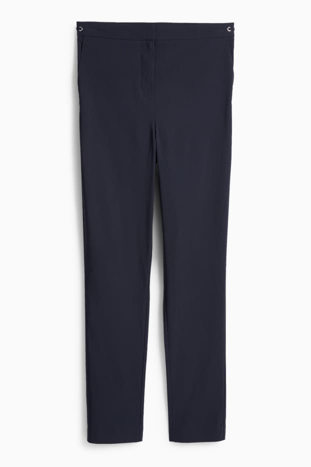 Dámské - Plátěné kalhoty - mid waist - tapered fit - tmavomodrá