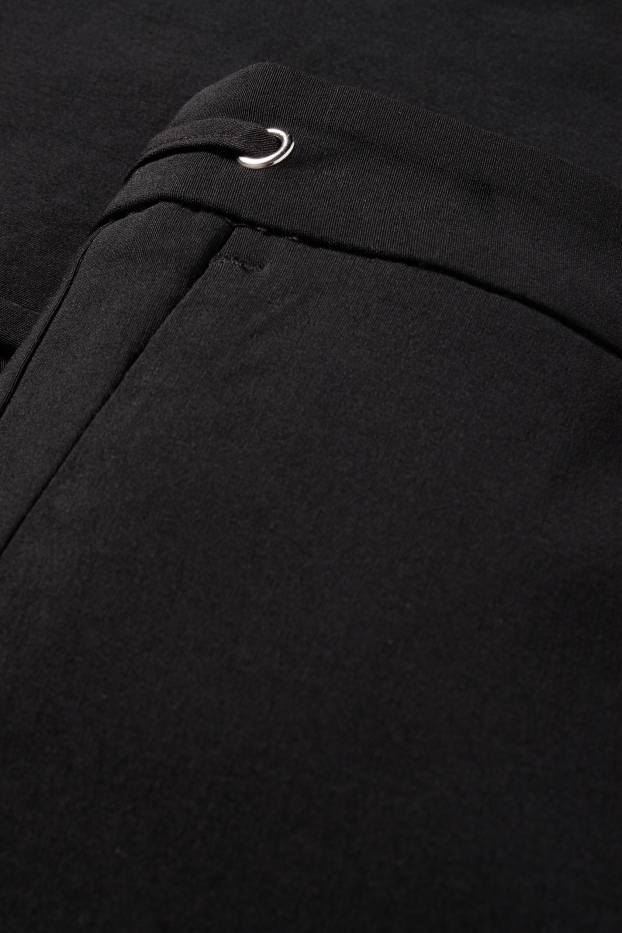 Dámské - Plátěné kalhoty - mid waist - tapered fit - černá