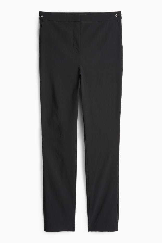 Dámské - Plátěné kalhoty - mid waist - tapered fit - černá