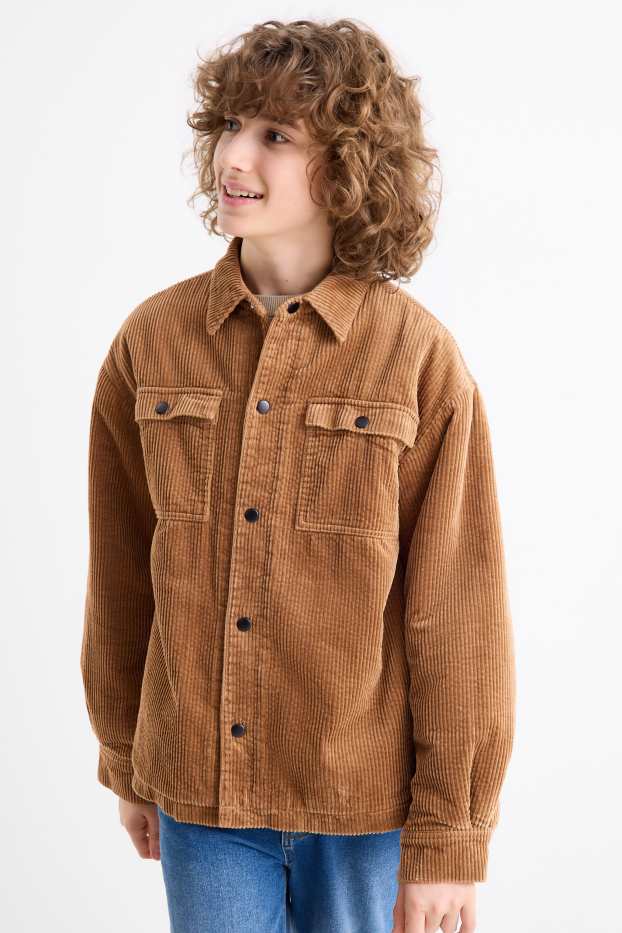 Kinder Buben - Cord-Hemdjacke - hellbraun