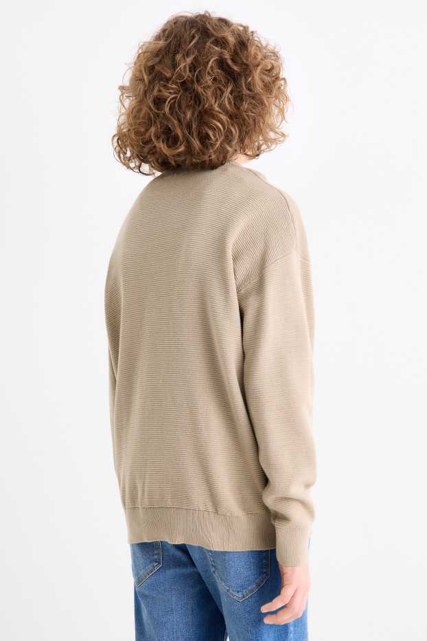 Děti - chlapci - Svetr - žebrovaný - taupe