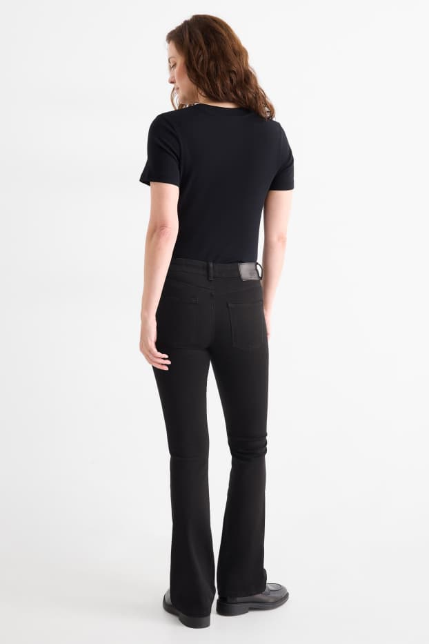 Dames - Bootcut jeans - mid waist - zwart