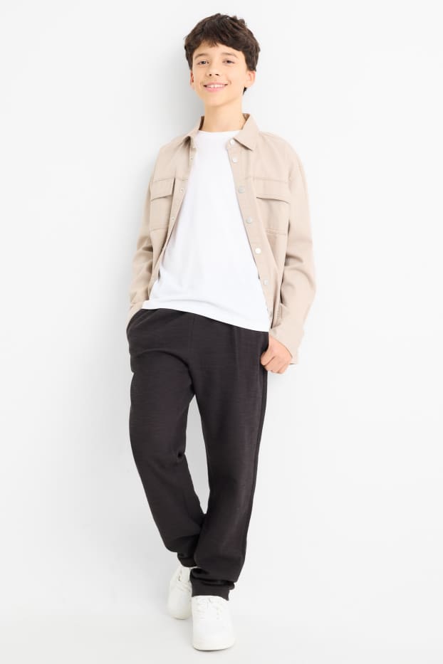 Children Boys - Joggers - textured - black