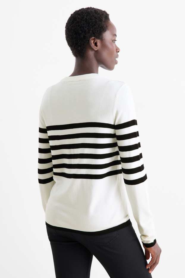 Femmes - Pull - à rayures - blanc / noir