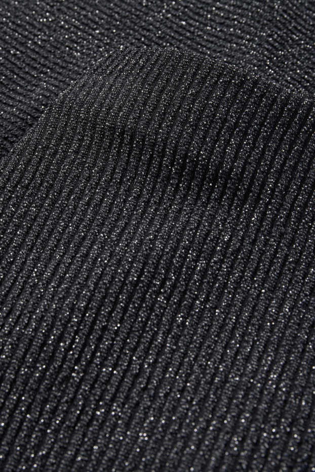Damen - Flared Leggings - gerippt - schwarz