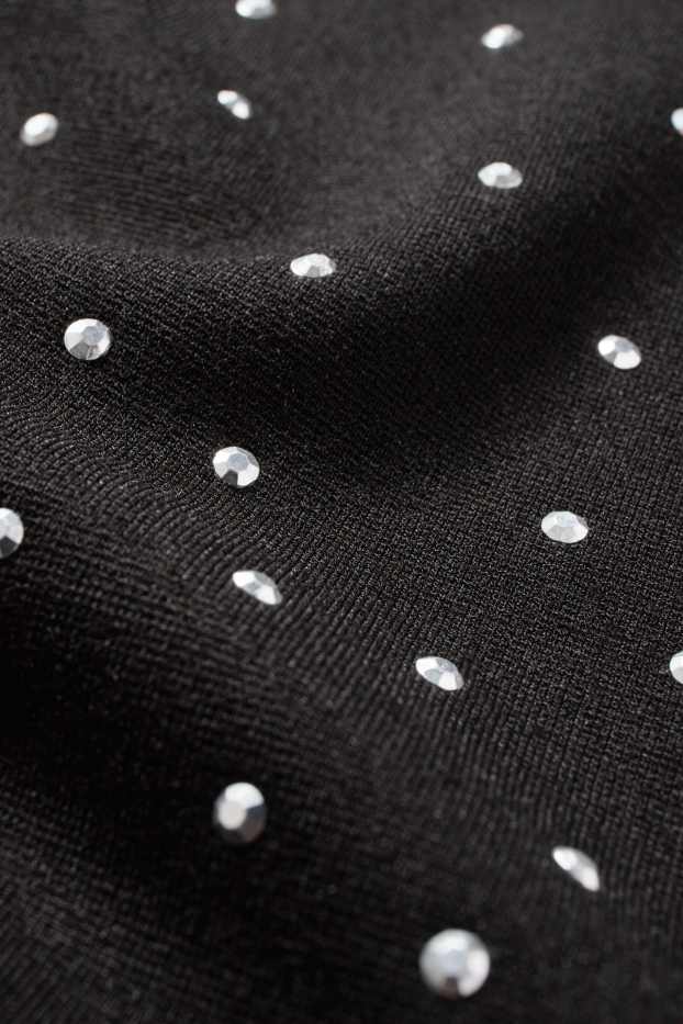 Enfants filles - Flared leggings avec pierres de strass - noir