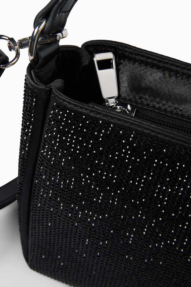 Women - Small shopper with detachable bag strap - black