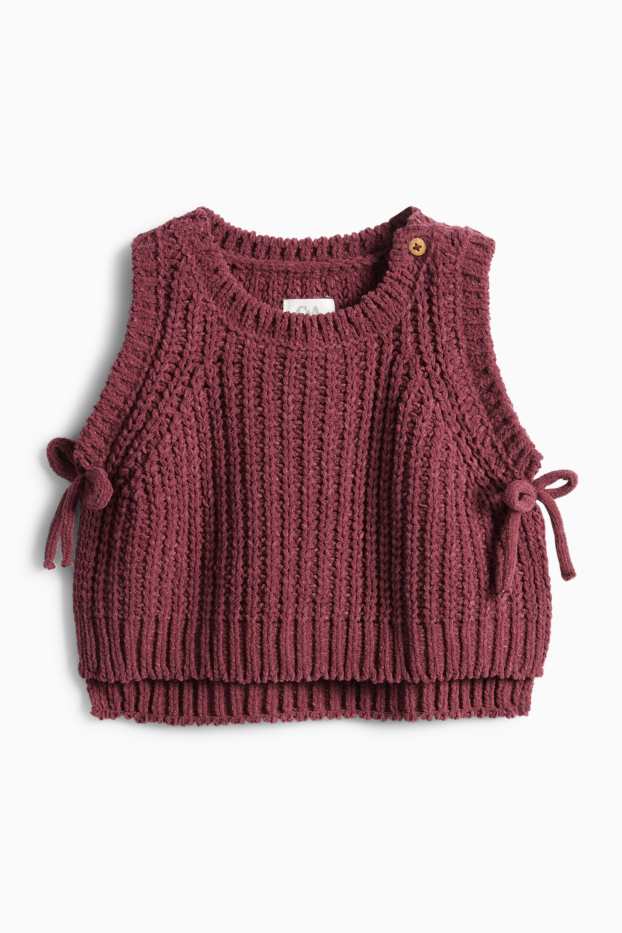 Baby: meisjes - Hartje - baby-outfit - ribstof - 3-delig - bordeaux