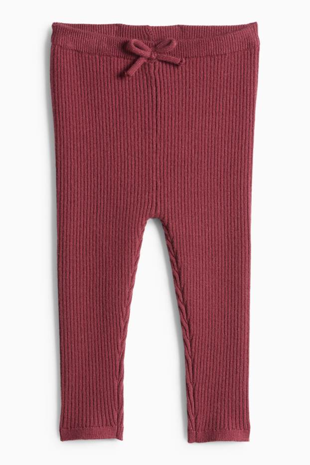 Baby: meisjes - Hartje - baby-outfit - ribstof - 3-delig - bordeaux