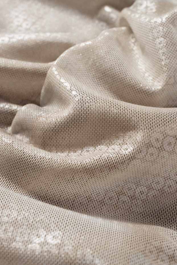Dámské - Tričko s dlouhým rukávem - slim fit - ze síťovaného materiálu - se vzorem - béžová