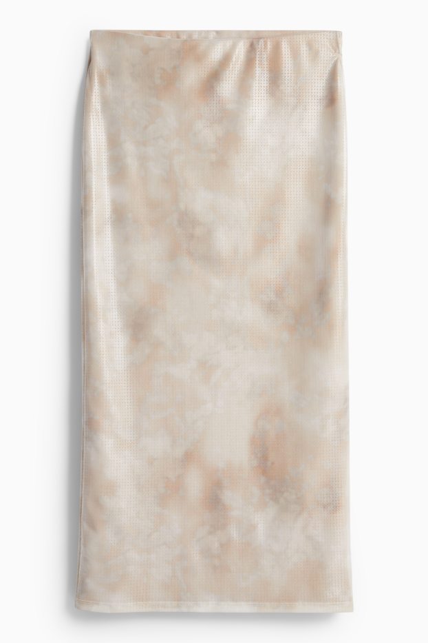 Femmes - Jupe en maille-filet - à motif - beige