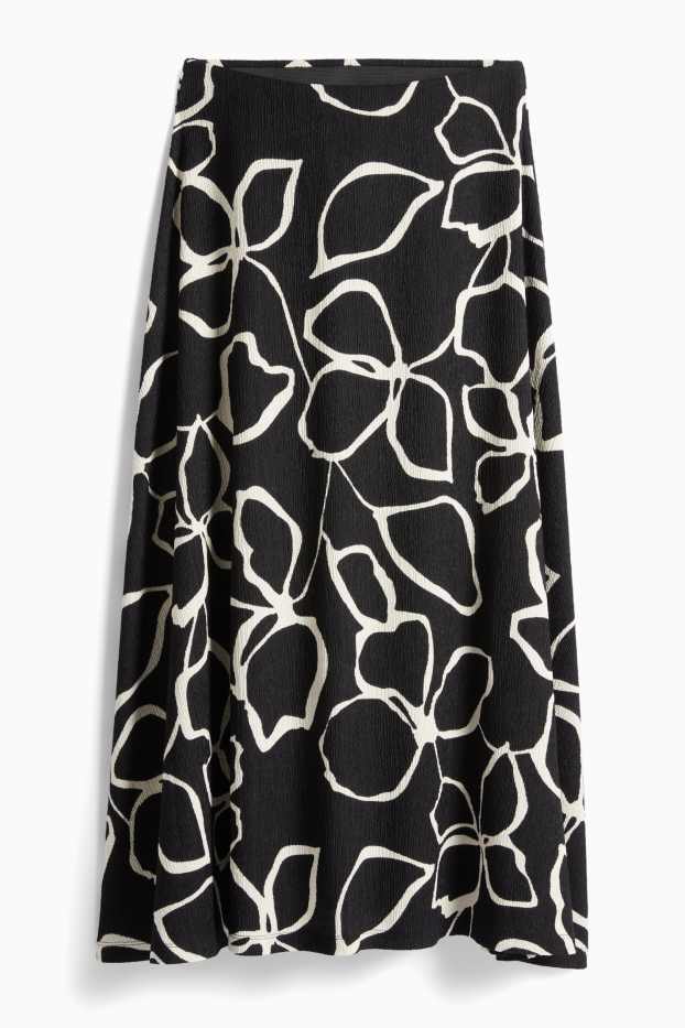 Femei - Fustă - cu flori - negru / alb