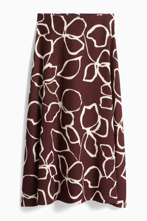 Damen - Rock - geblümt - bordeaux