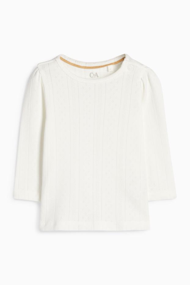 Baby: meisjes - Bloemetjes - babyoutfit - 3-delig - crème wit