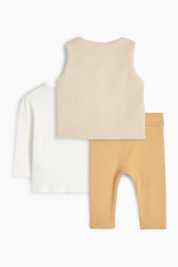 Baby: meisjes - Bloemetjes - babyoutfit - 3-delig - crème wit