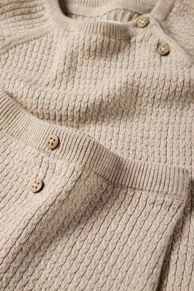 Neonati - Completo neonati - 2 pezzi - a costine - beige