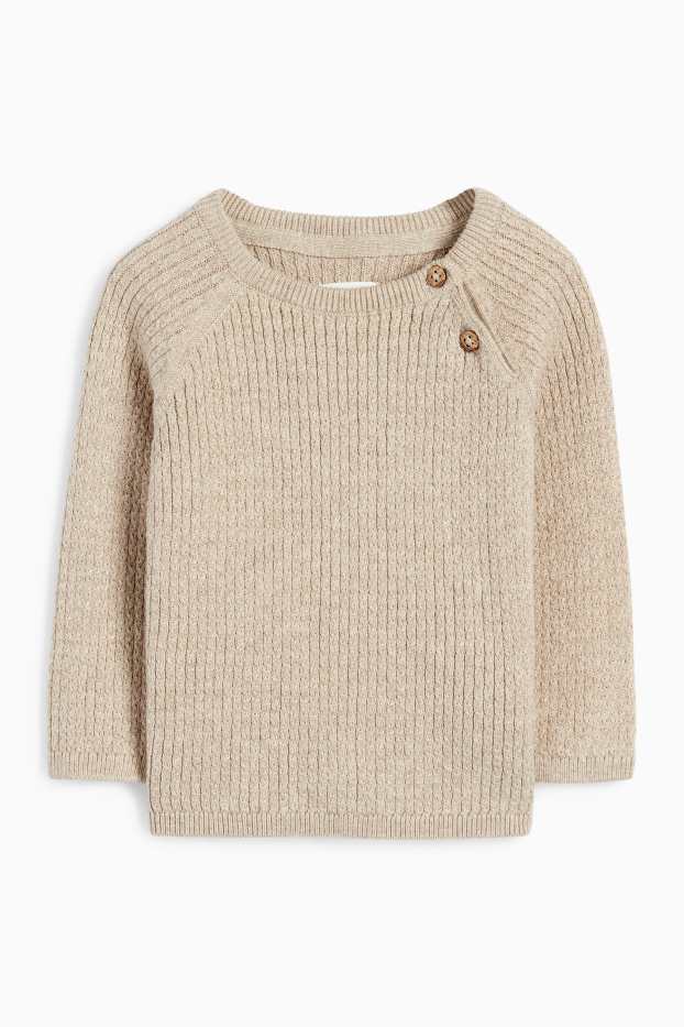 Neonati - Completo neonati - 2 pezzi - a costine - beige
