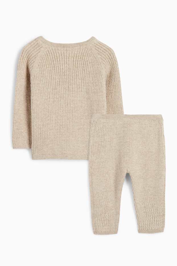 Neonati - Completo neonati - 2 pezzi - a costine - beige