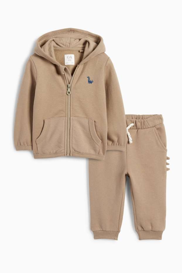 Baby: jongens - Dino - baby-outfit - 2-delig - beige