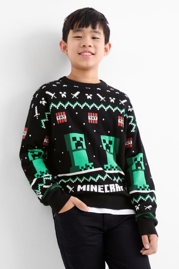 Děti - chlapci - Minecraft - svetr - černá