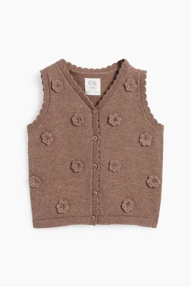 Baby: meisjes - Bloemetje - baby-outfit - 3-delig - bruin