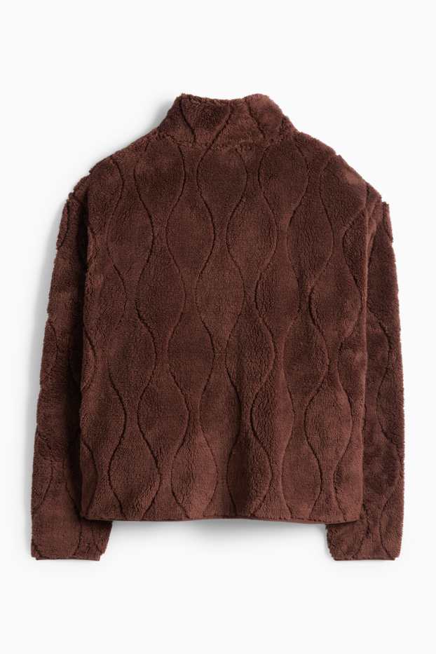 Dámské - Fleecová bunda - tmavohnědá