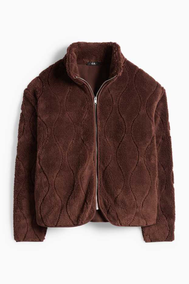 Dámské - Fleecová bunda - tmavohnědá