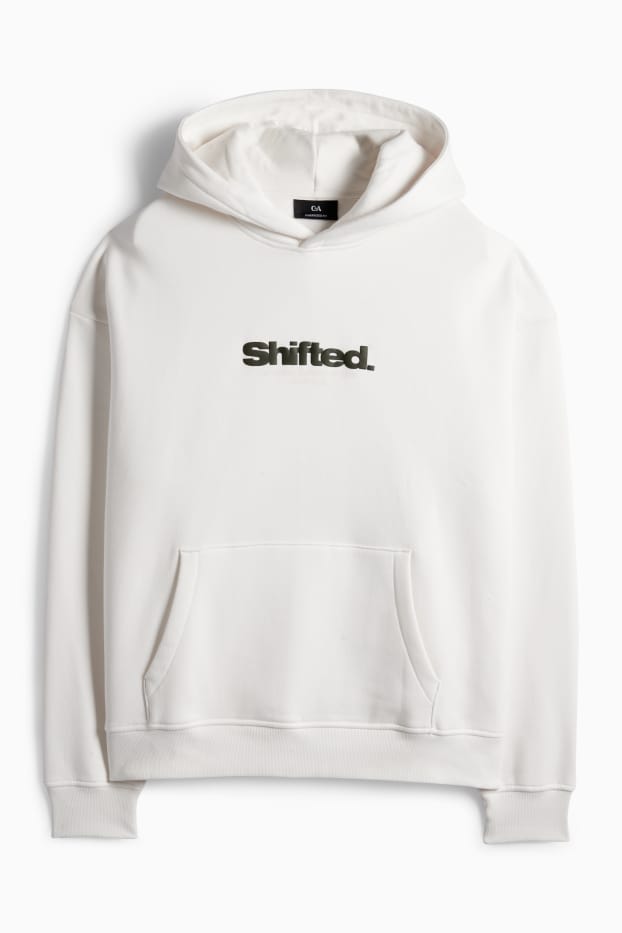 Pánské - Oversized mikina s kapucí - bílá