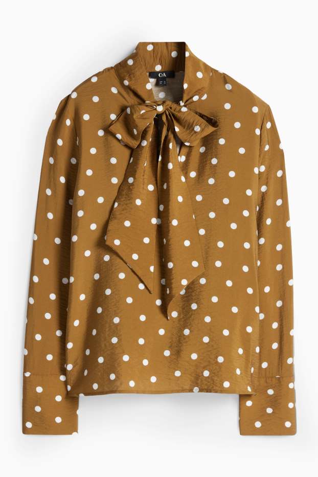 Damen - Bluse - gepunktet - khaki