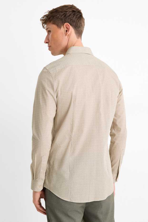 Herren - Businesshemd - Slim Fit - Kent - gemustert - beige