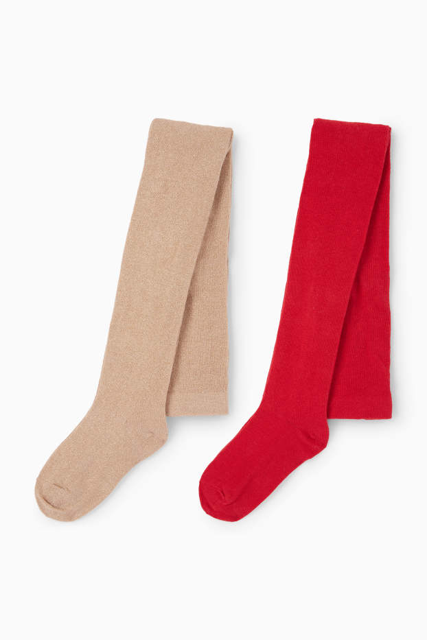 Kinderen: meisjes - Set van 2 - maillot - rood / beige