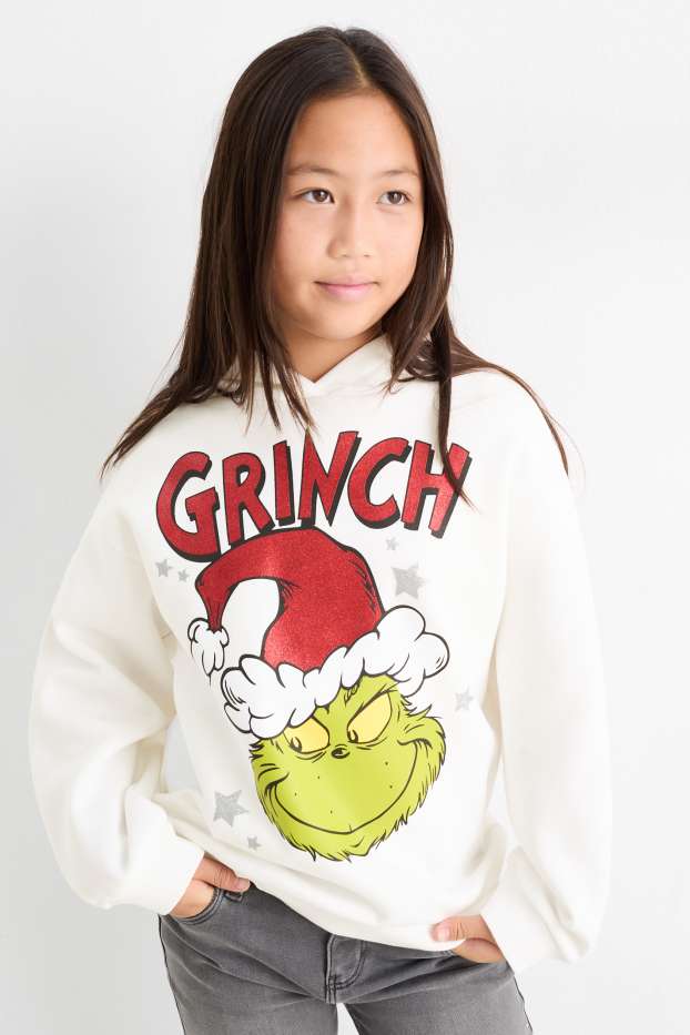 Kinder Mädchen - Der Grinch - Weihnachts-Hoodie - weiß
