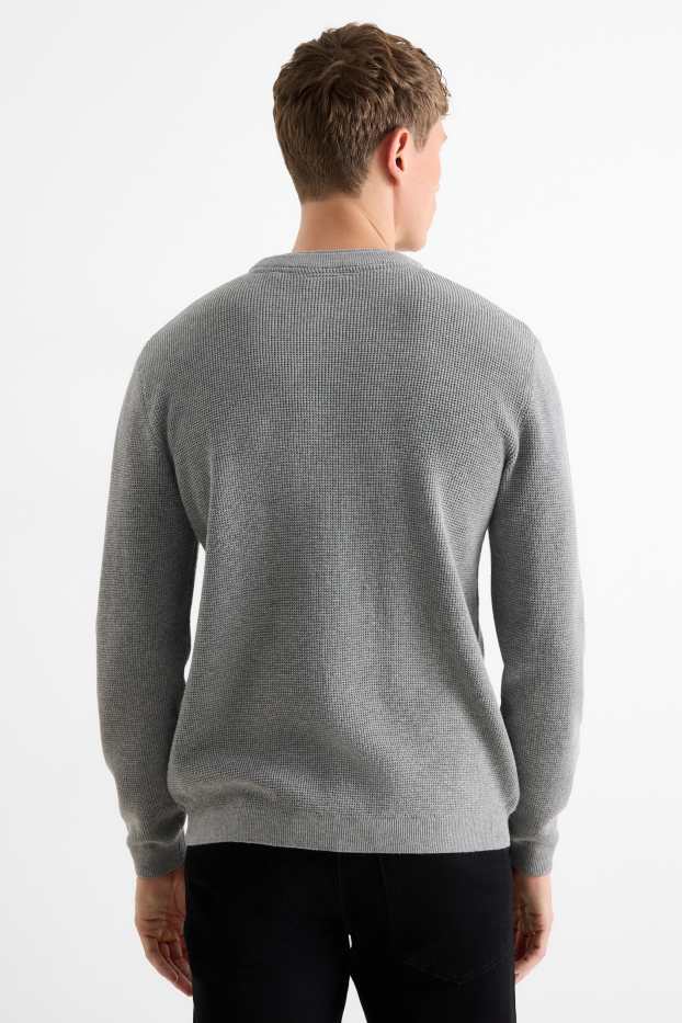 Pánské - Svetr - strukturovaný - šedá