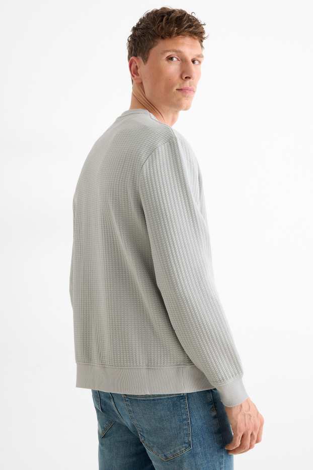 Pánské - Mikina - strukturovaná - šedá