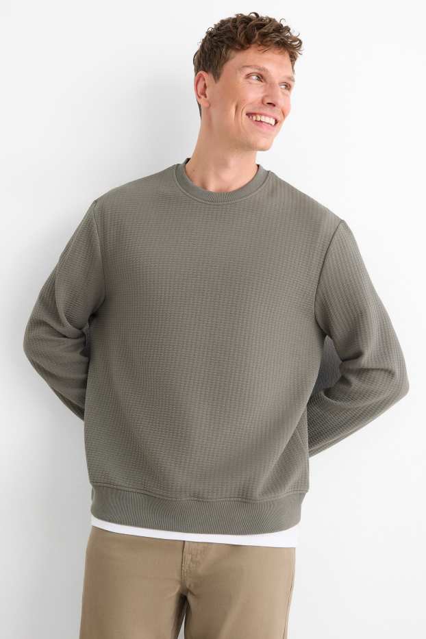 Pánské - Mikina - strukturovaná - zelená