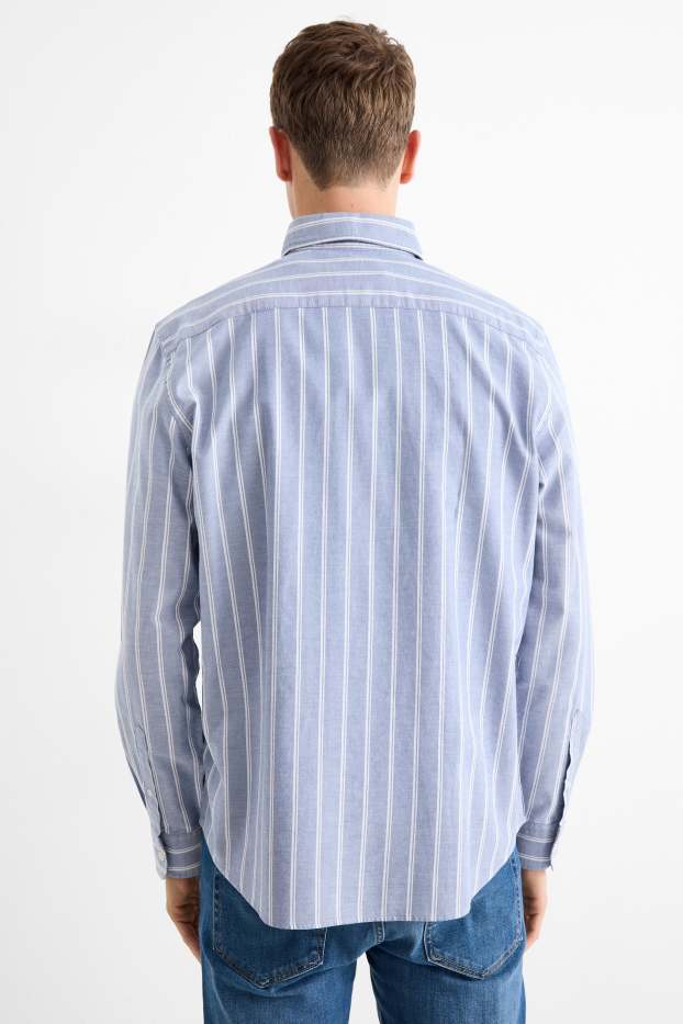 Herren - Hemd - Regular Fit - Button-down - gestreift - weiss / hellblau