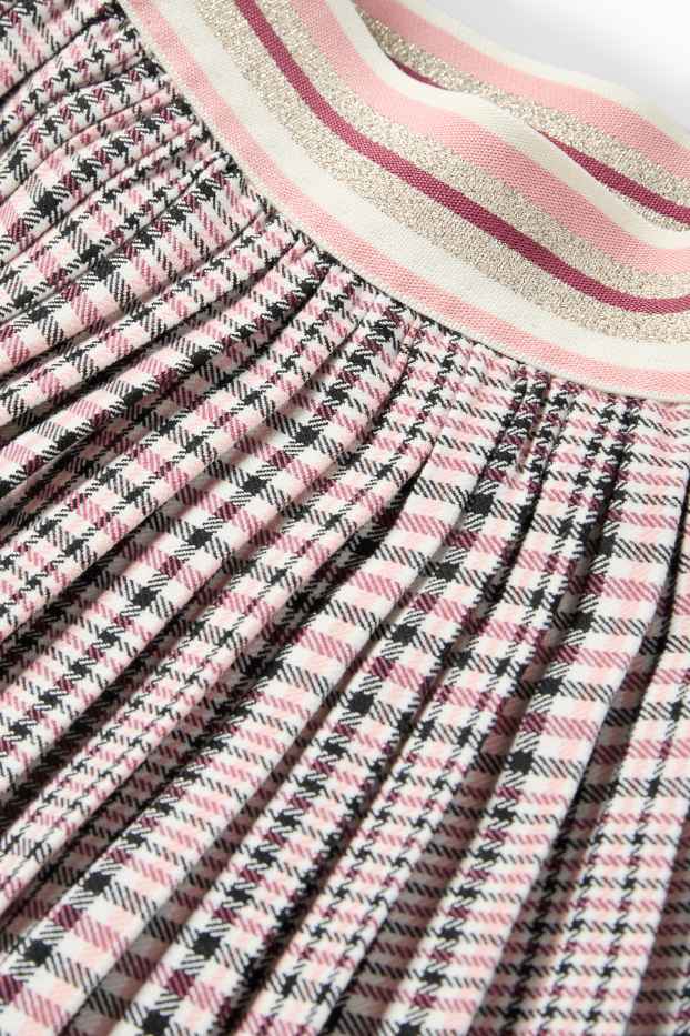 Děti - dívky - Plisovaná sukně - kostkovaná - růžová