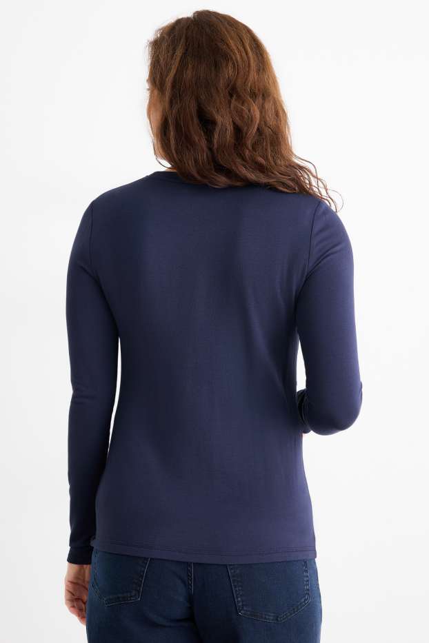 Damen - Langarmshirt - Slim Fit - dunkelblau