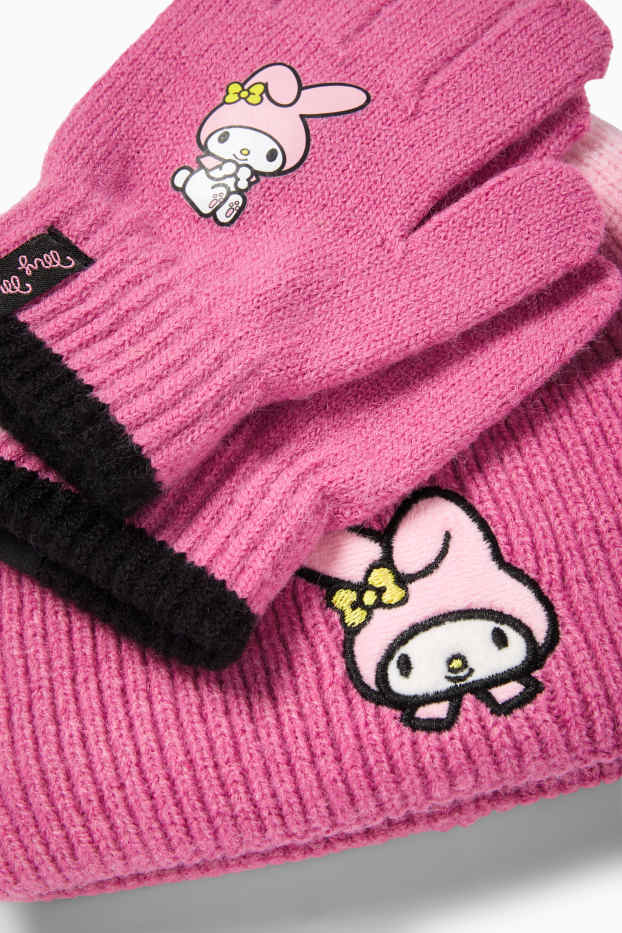 Kinder Mädchen - My Melody - Set - Strick-Mütze und -Handschuhe - 2 teilig - pink