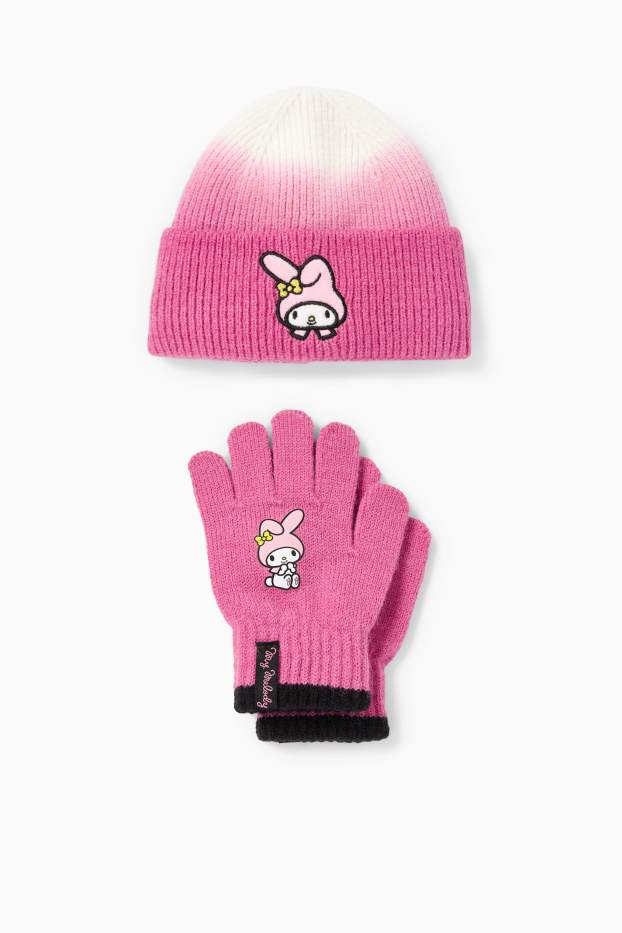 Kinder Mädchen - My Melody - Set - Strick-Mütze und -Handschuhe - 2 teilig - pink