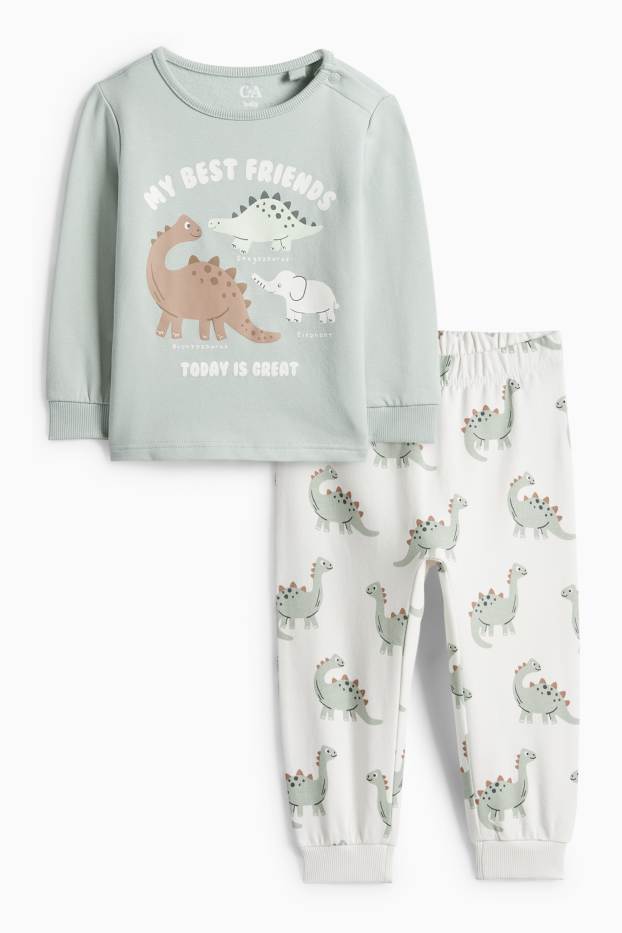 Miminka - chlapci - Dinosauři - pyžamo pro miminka - 2dílné - mátově zelená