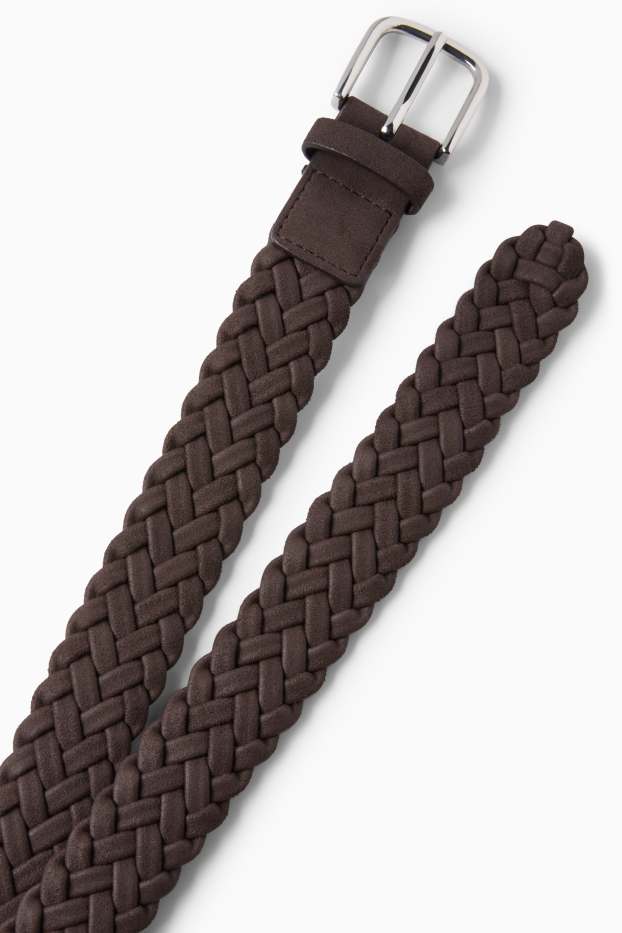 Damen - Gürtel - Velourslederimitat - dunkelbraun